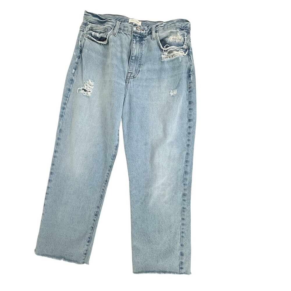 FRAME Le Jane Crop Jeans Light Blue Cotton Denim 31